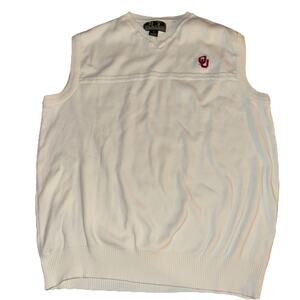 Vintage Sweater Vest BT Player Oklahoma Size XL Cream Color Burgundy OU Embroide